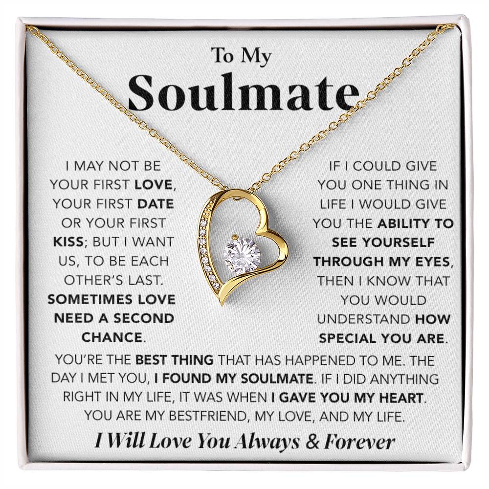 To My Soulmate Necklace Gift For Wife Girlfriend Birthday Anniversary Christmas_White