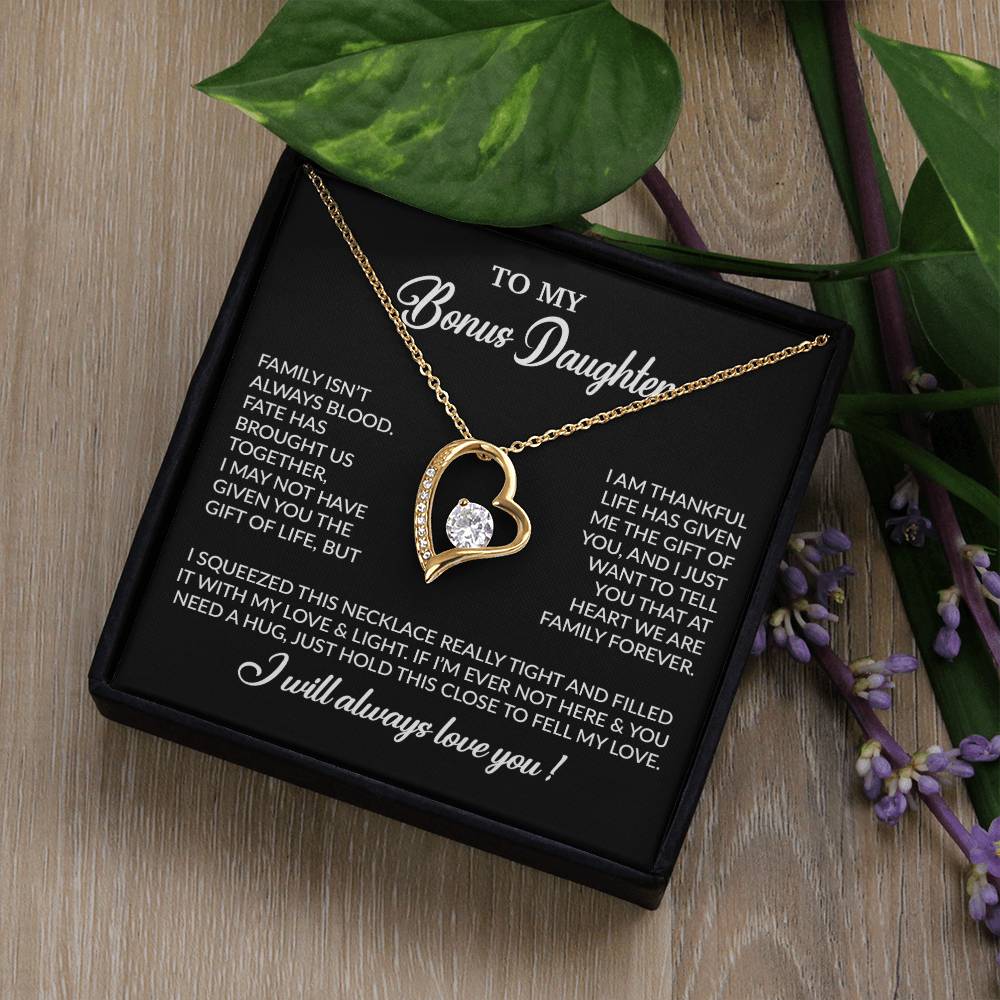 To My Bonus Daughter Necklace, Gift for Bonus Daughter, Step Daughter Birthday 7_11_Black