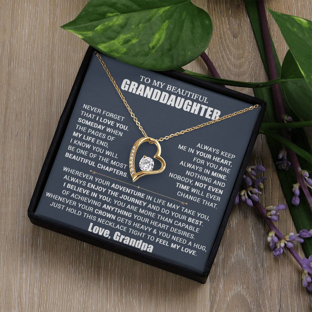 To My Granddaughter Necklace, Granddaughter Gift from Grandpa, Christmas Gift 10_10_Blue