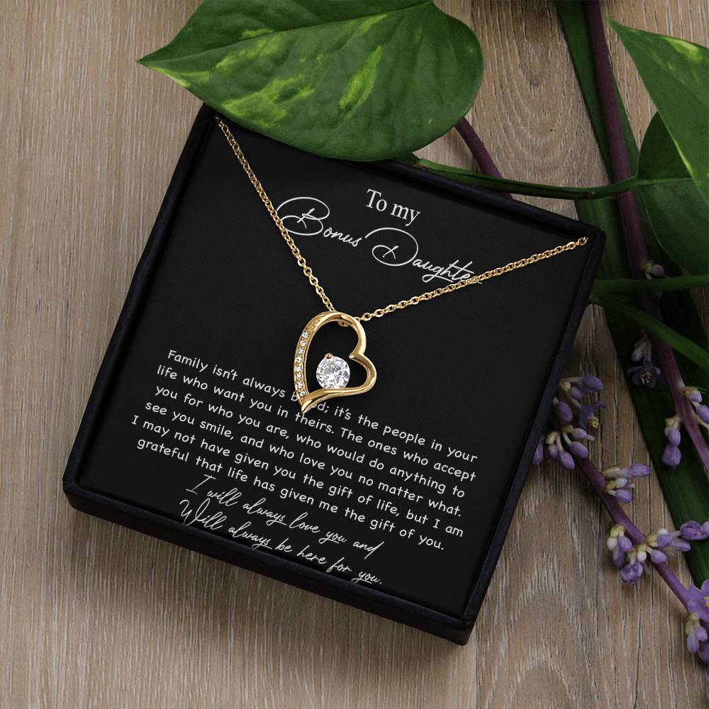 To my Bonus Daughter Necklace, Bonus Daughter, Step Daughter Gift 3-4_Black