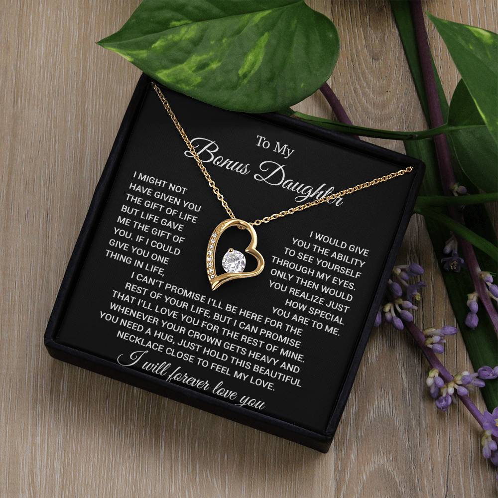 To My Bonus Daughter Necklace, Gift for Bonus Daughter, Step Daughter Birthday 23_11_Black