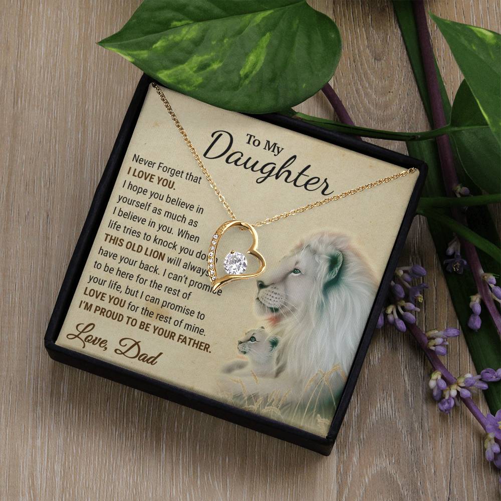 To My Daughter Necklace, Xmas Gift For Daughter From Dad, Daughter Father Lion