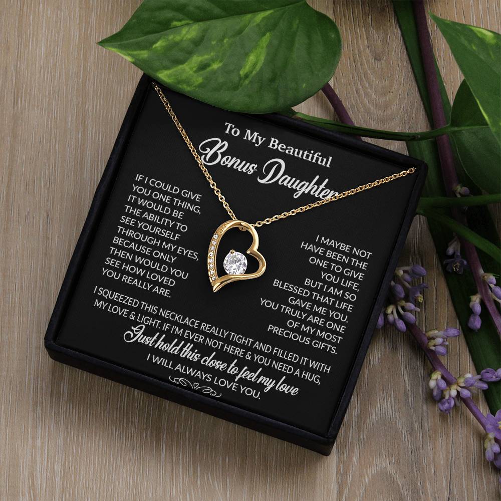 To My Bonus Daughter Necklace, Gift for Bonus Daughter, Step Daughter Birthday 1_10_Black