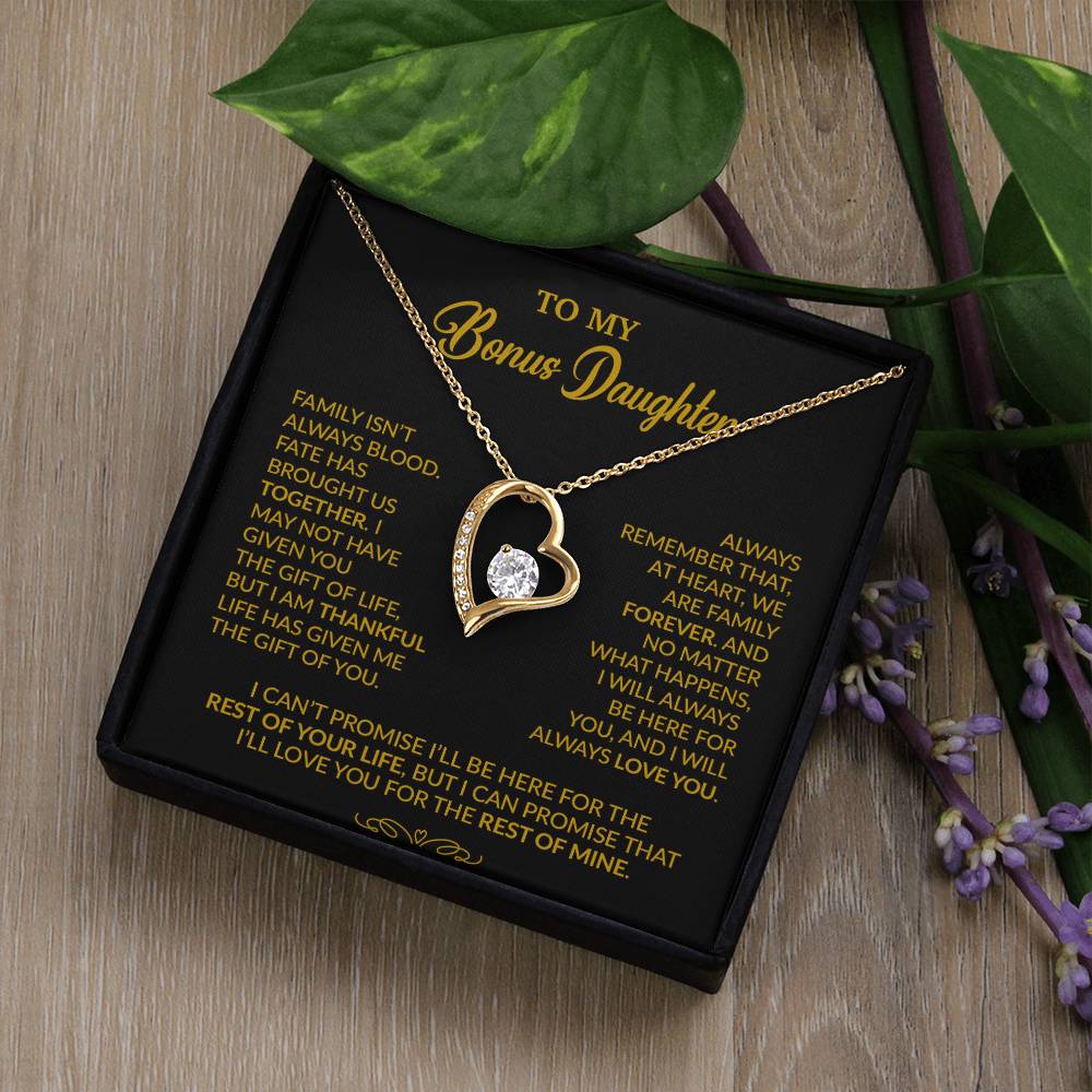 To My Bonus Daughter Necklace, Gift for Bonus Daughter, Step Daughter Birthday 30_9_Gold