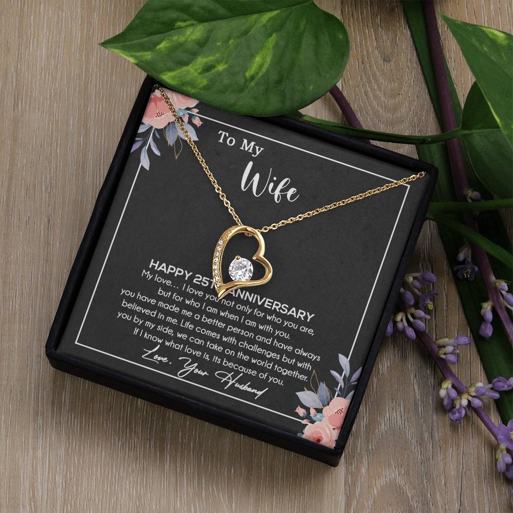 25th Anniversary Gift For Wife Necklace, 25 Year Anniversary, 25th Wedding Gift _Black