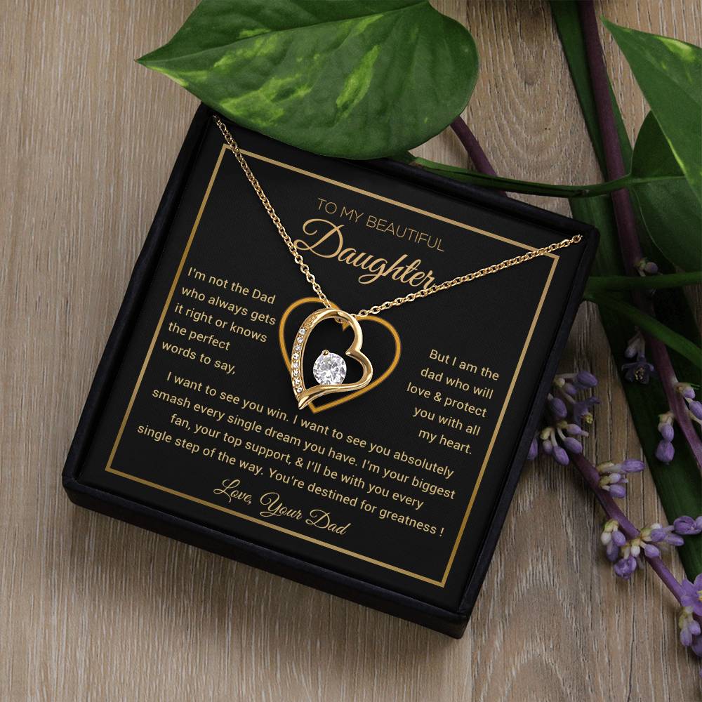To My Daughter Necklace, Gift for Daughter from Dad, Father Daughter Necklace 9_6_Gold