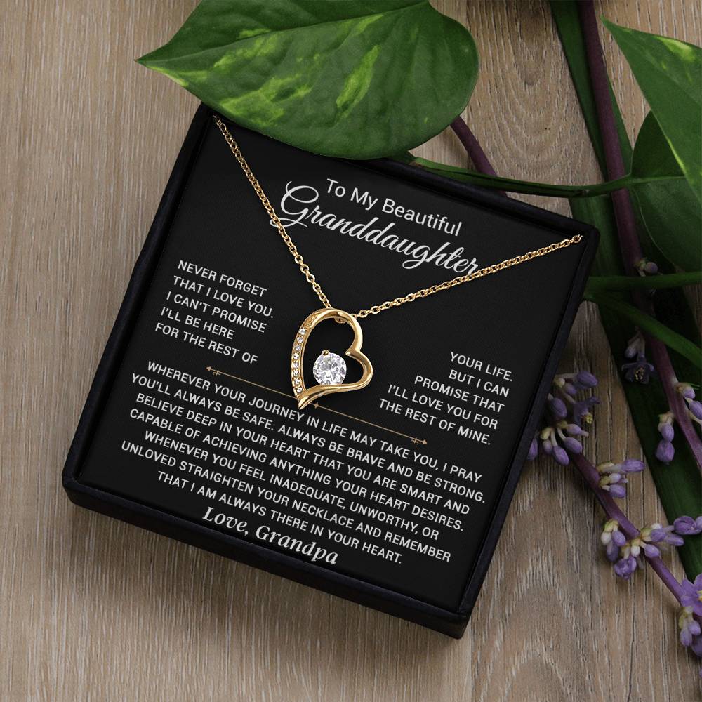 To My Granddaughter Necklace, Granddaughter Gift from Grandpa, Christmas Gift_Black