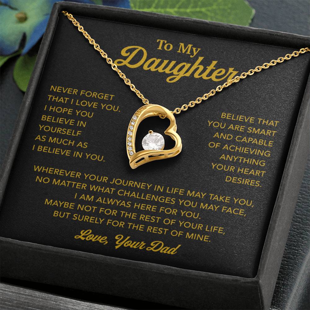To My Daughter Necklace, Gift for Daughter from Dad, Father Daughter Necklace 9_1_Gold