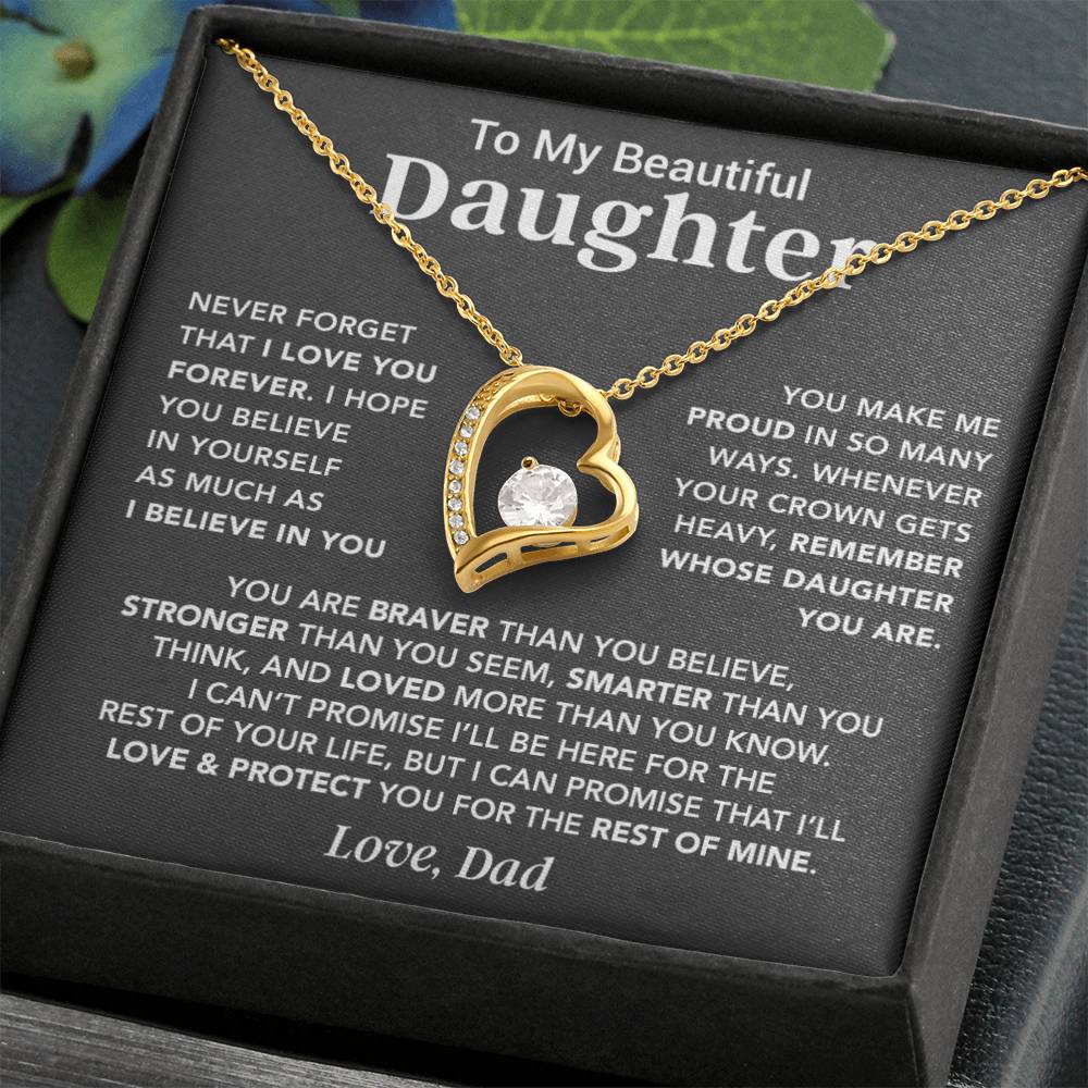 To My Daughter Necklace, Daughter Father Necklace, Daughter Gift From Dad_Gray