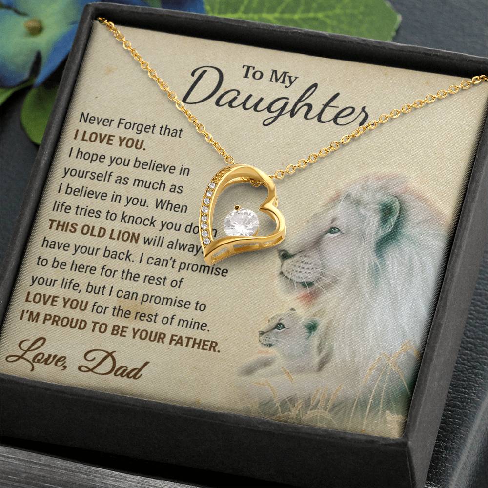 To My Daughter Necklace, Xmas Gift For Daughter From Dad, Daughter Father Lion