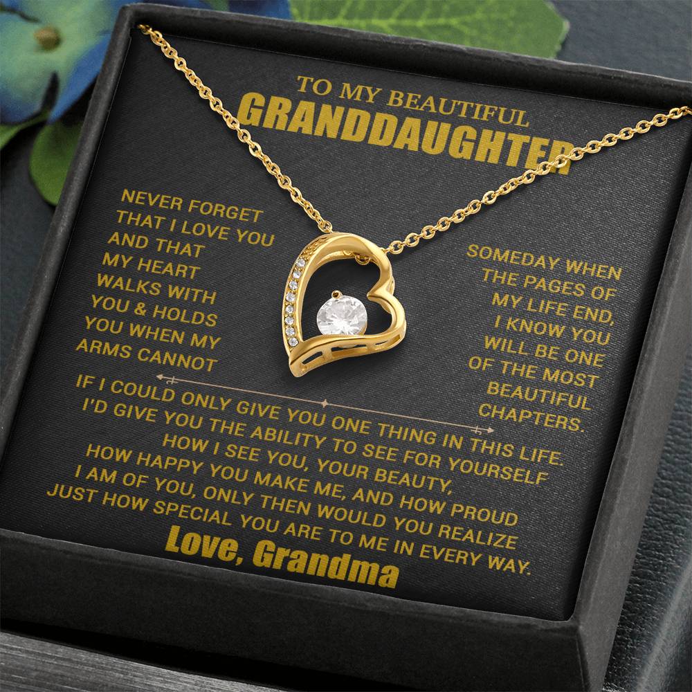 To My Granddaughter Necklace, Granddaughter Gift from Grandma, Christmas Gift 19_8_Gold