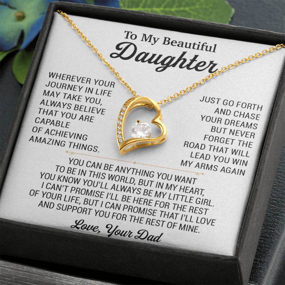 To My Daughter Necklace, Daughter Father Necklace, Daughter Gift From Dad 18_8_White