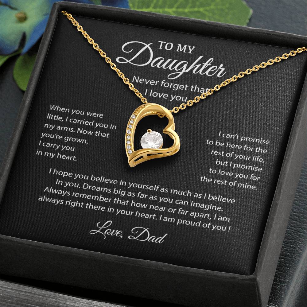 To My Daughter Necklace, Gift for Daughter from Dad, Father Daughter Necklace 10_6_Black