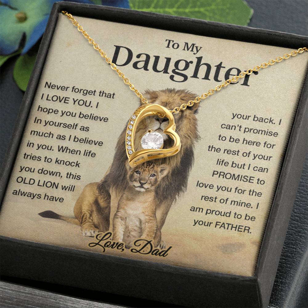 To My Daughter Necklace, Xmas Gift For Daughter From Dad, Daughter Father Lion