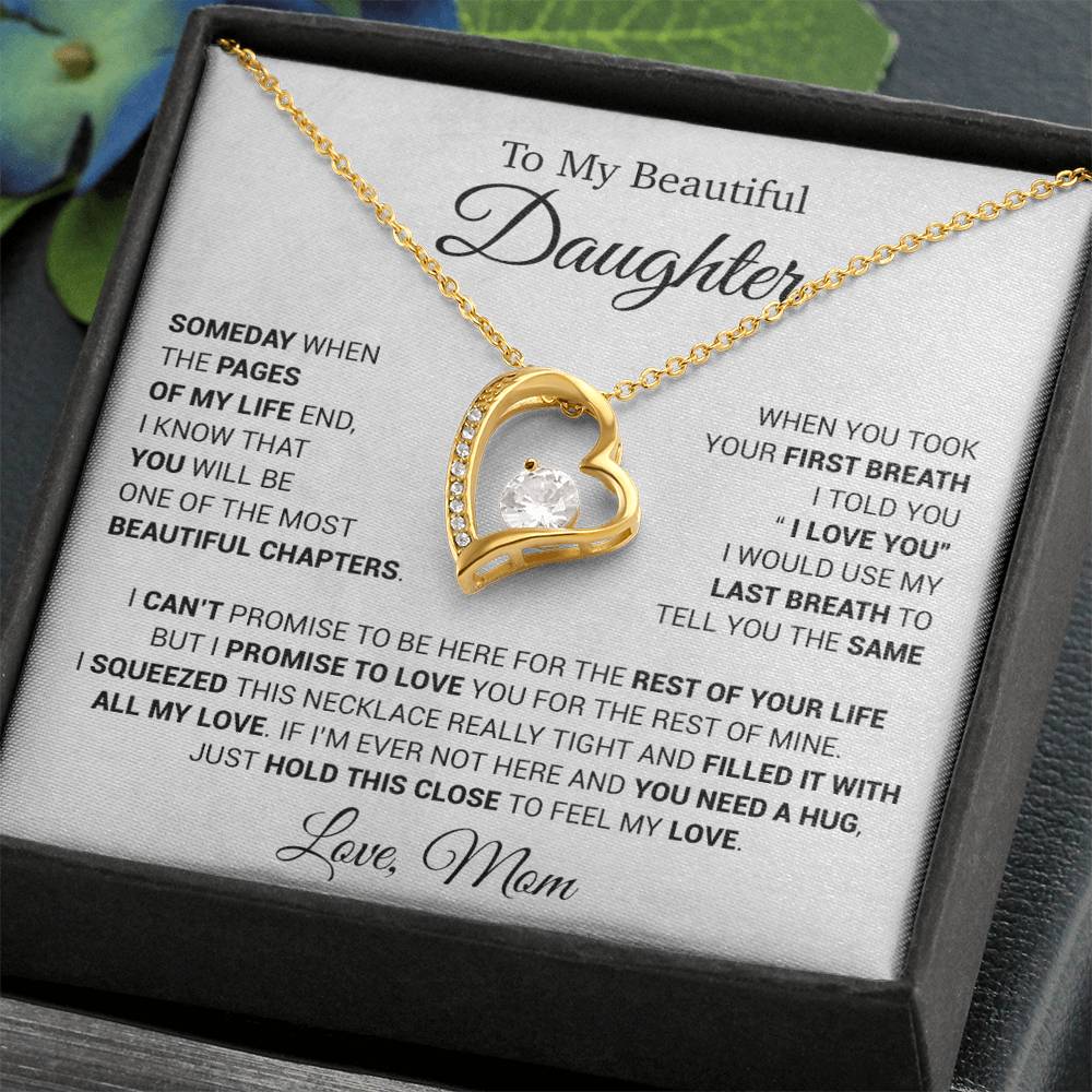 To My Daughter Necklace, Daughter Mother Necklace, Daughter Gift From Mom 13_5_White