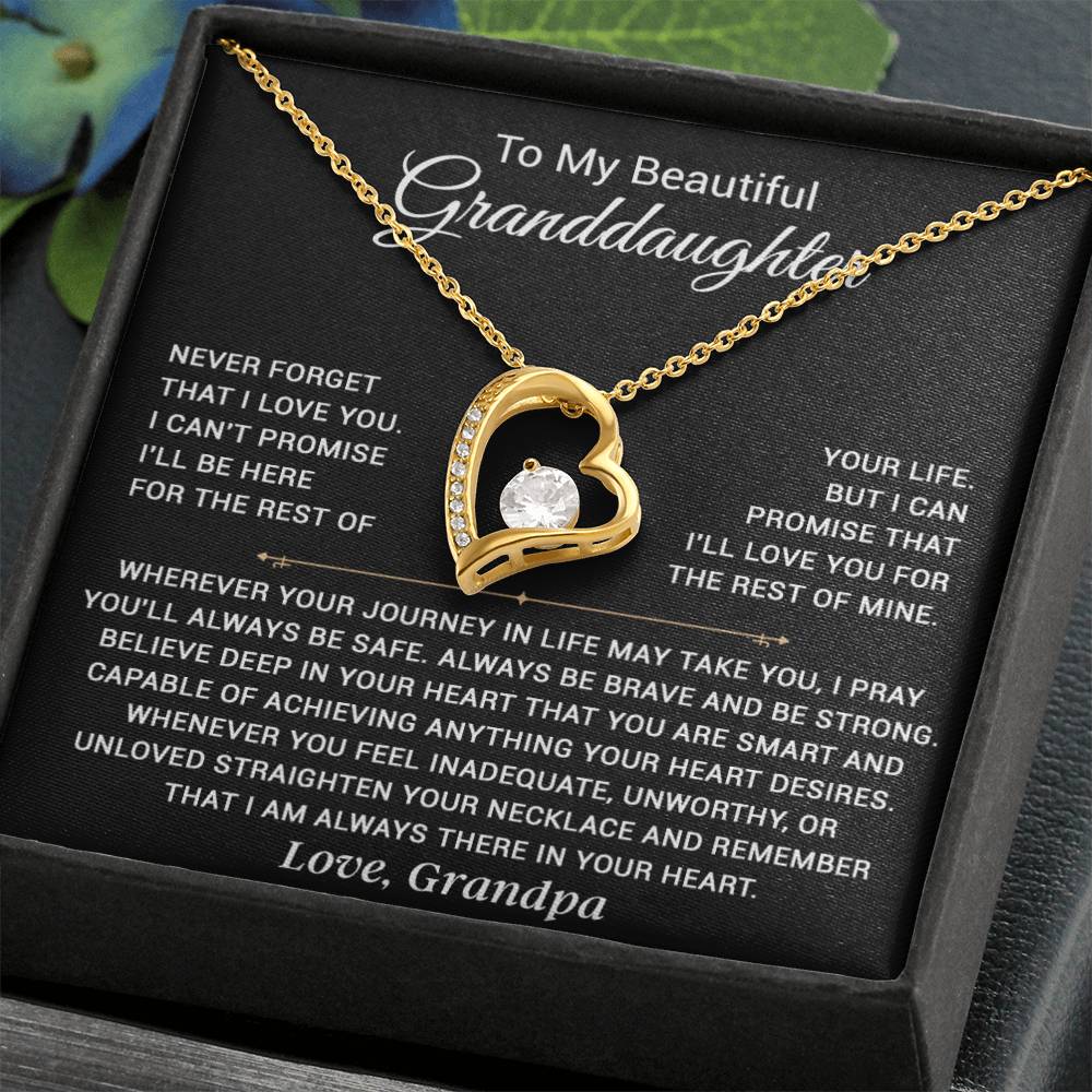To My Granddaughter Necklace, Granddaughter Gift from Grandpa, Christmas Gift_Black