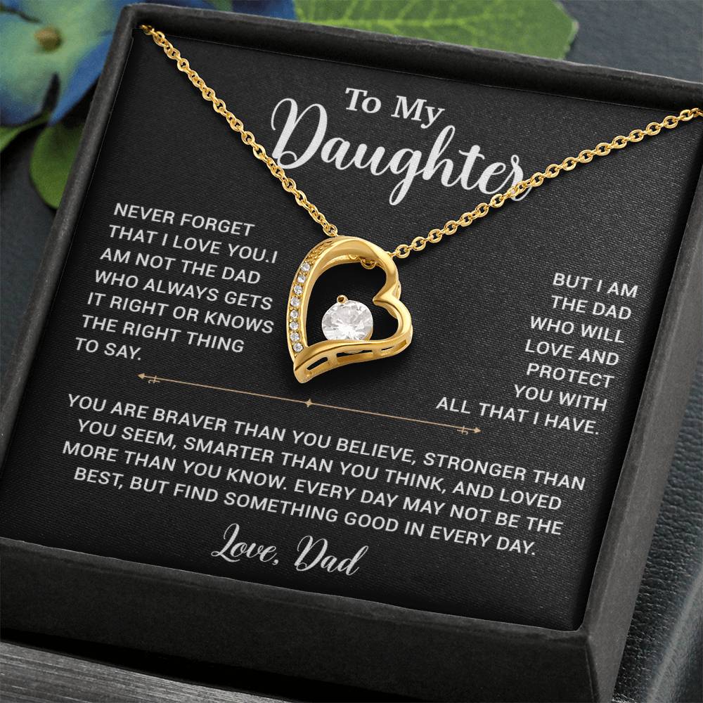 To My Daughter Necklace, Gift for Daughter from Dad, Father Daughter Necklace 2_6_Black
