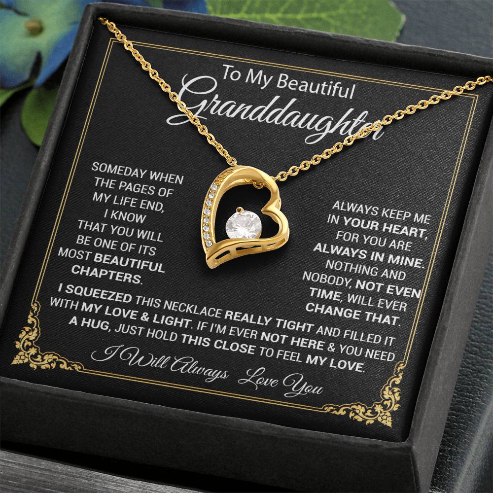 To My Granddaughter Necklace, Gift For Your Granddaughter, Christmas,Anniversary, Graduation_Black