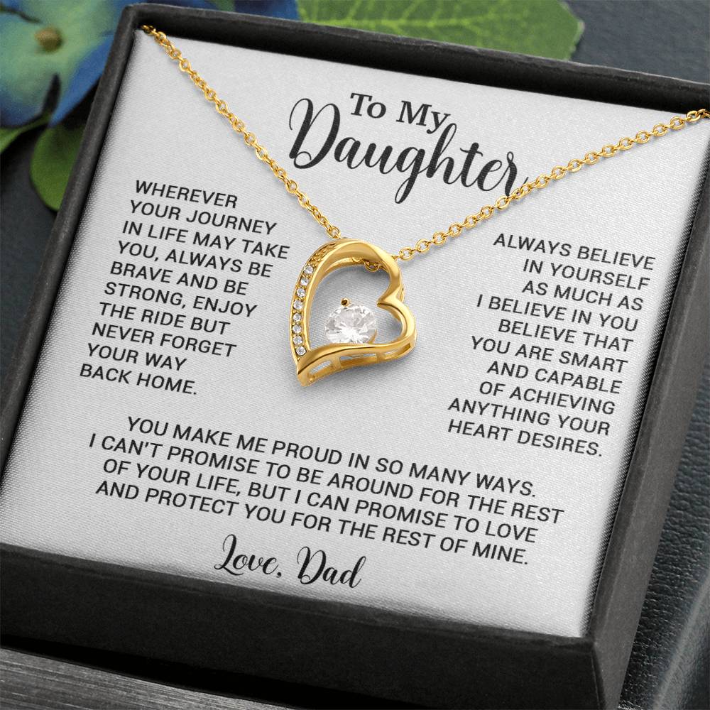 To My Daughter Necklace, Gift for Daughter from Dad, Father Daughter Necklace 3_6_White