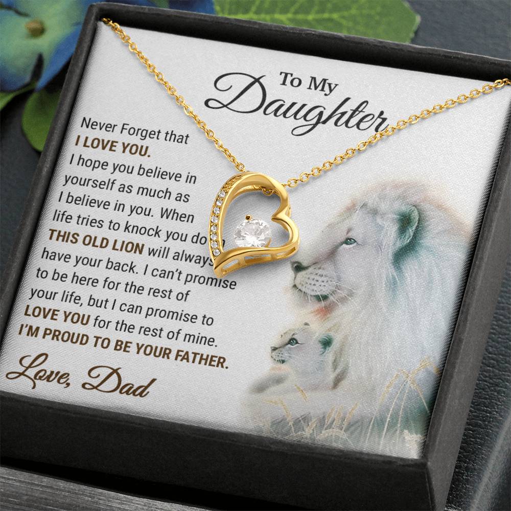 To My Daughter Necklace, Xmas Gift For Daughter From Dad, Daughter Father Lion