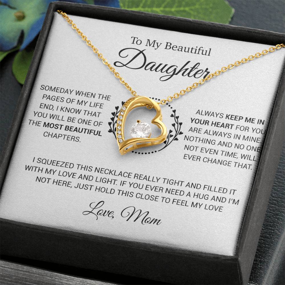 To My Daughter Necklace, Gift for Daughter from Mom, Daughter Mother Necklace 15_12_White