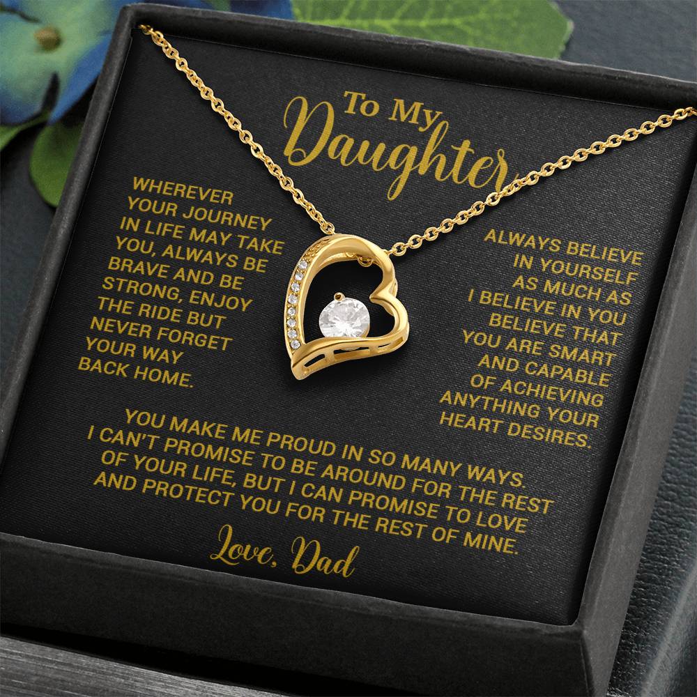 To My Daughter Necklace, Gift for Daughter from Dad, Father Daughter Necklace 3_6_Gold