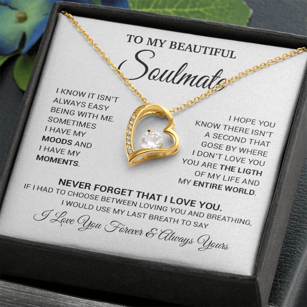 To My Soulmate Necklace, Valentines Day Gift, Gift For Wife, Anniversary Gift