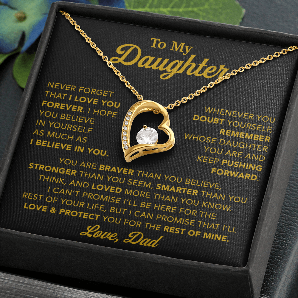 To My Daughter Necklace, Gift for Daughter from Dad, Father Daughter Necklace 15_11_Gold