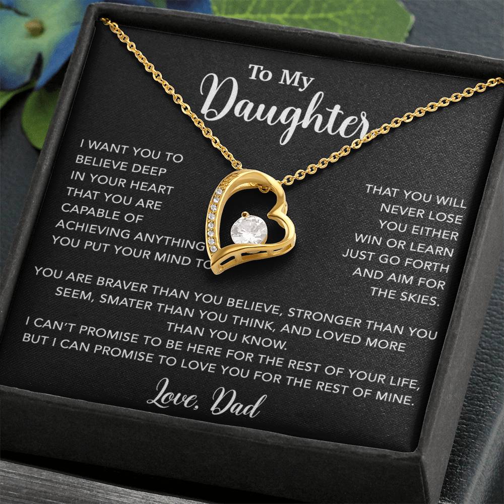 To My Daughter Necklace, Gift for Daughter from Dad, Father Daughter Necklace 18_5_Black