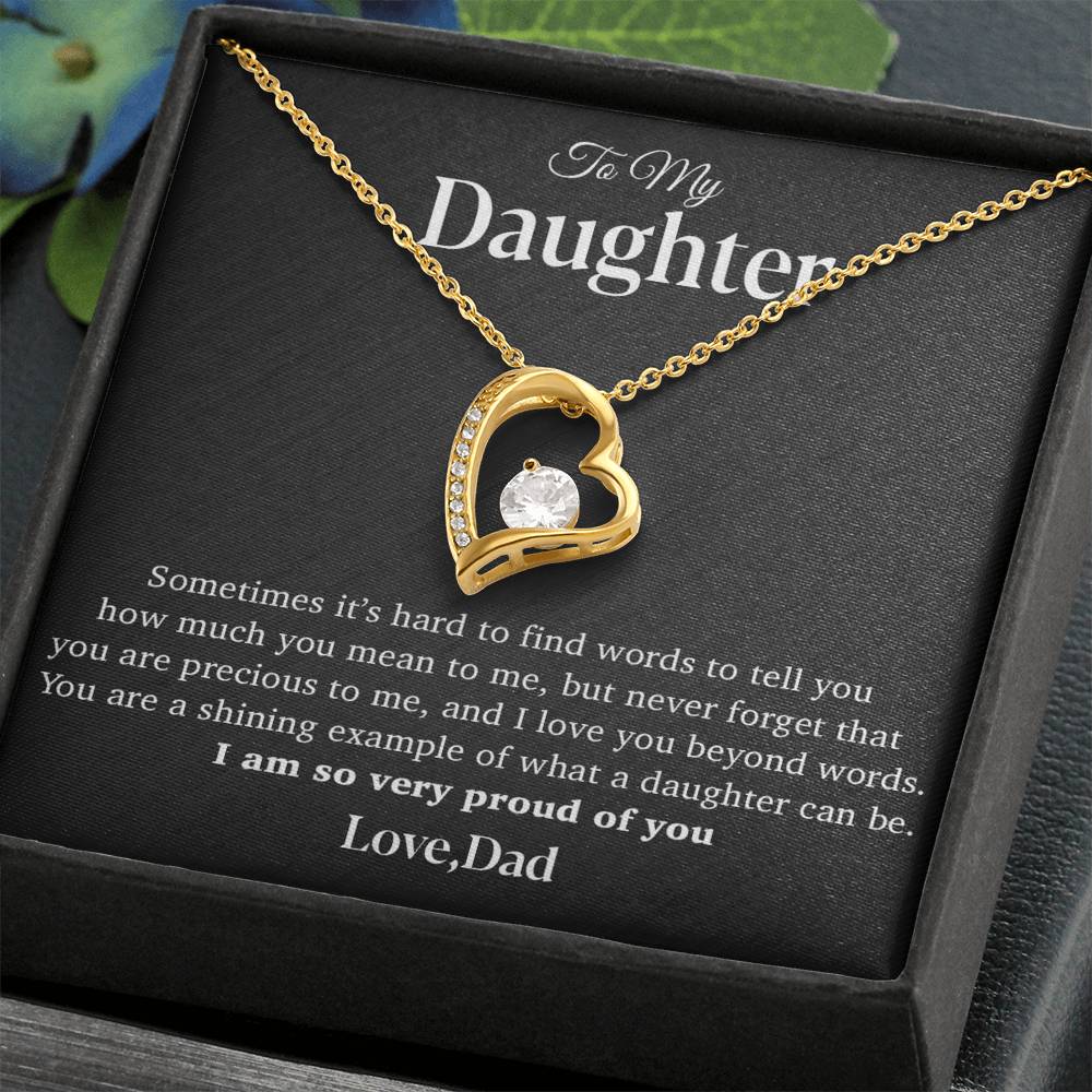 To My Daughter Necklace, Gift for Daughter from Dad, Father Daughter Necklace 12_4_Black