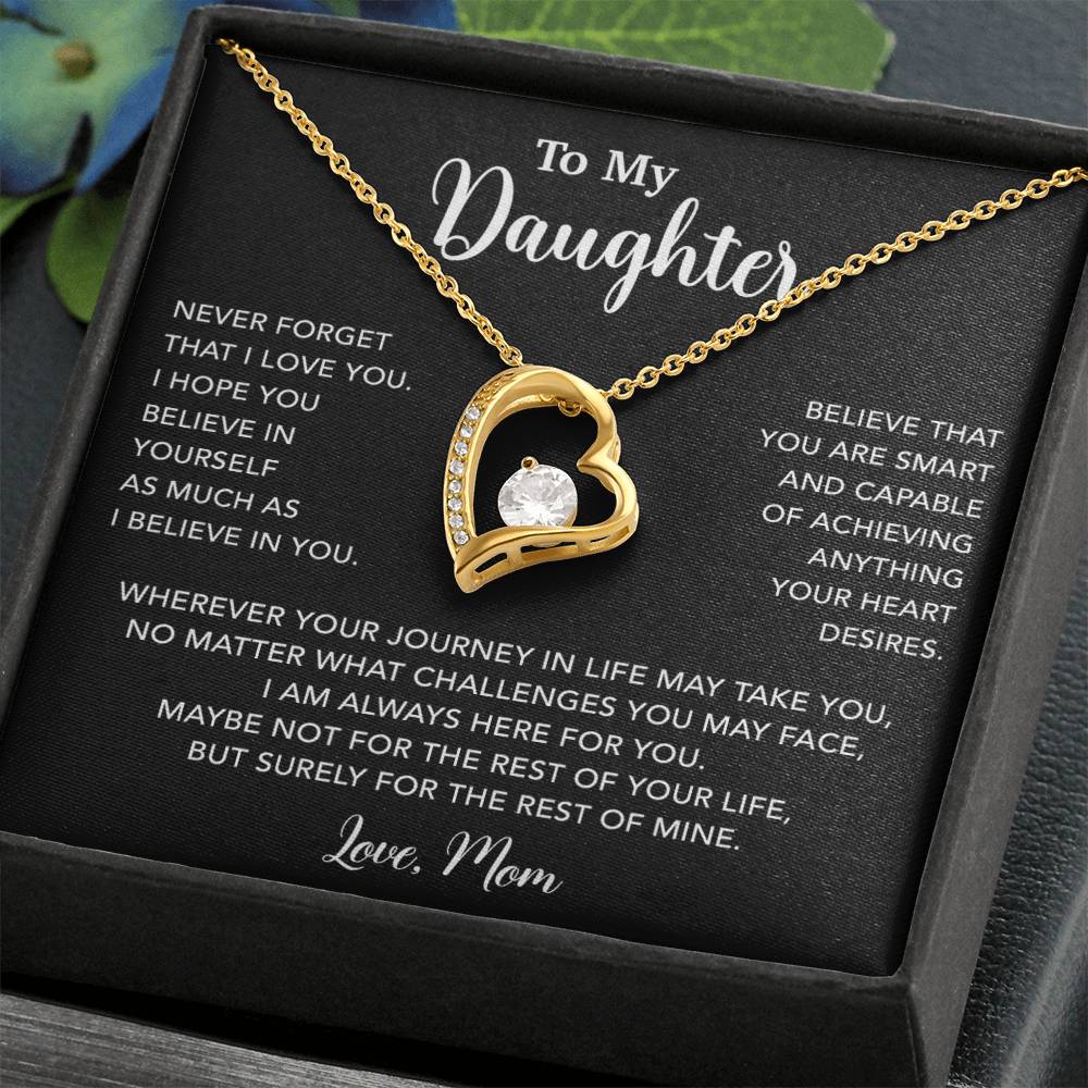 To My Daughter Necklace, Gift for Daughter from Mom, Mother Daughter Necklace 18_5_Black