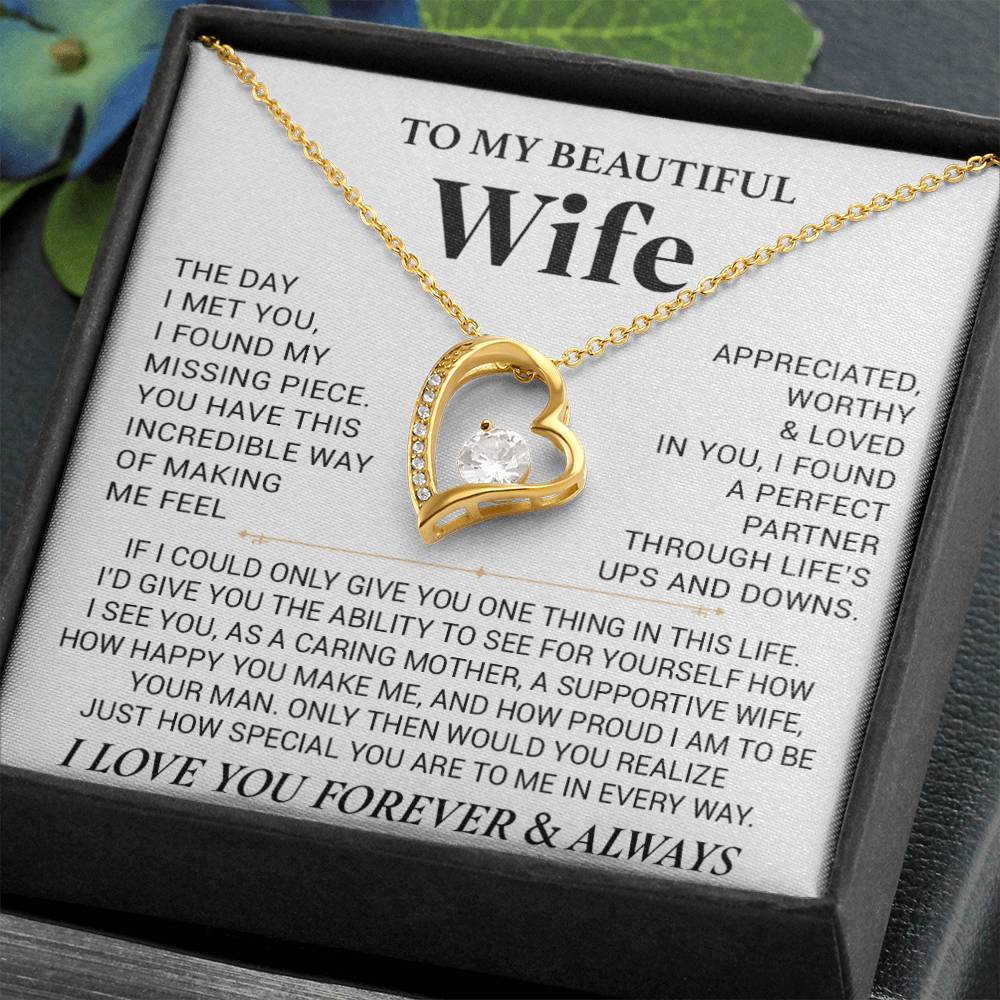 To My Wife Necklace, Anniversary Gift For Wife, Wife Birthday, Gift For Wife444_White