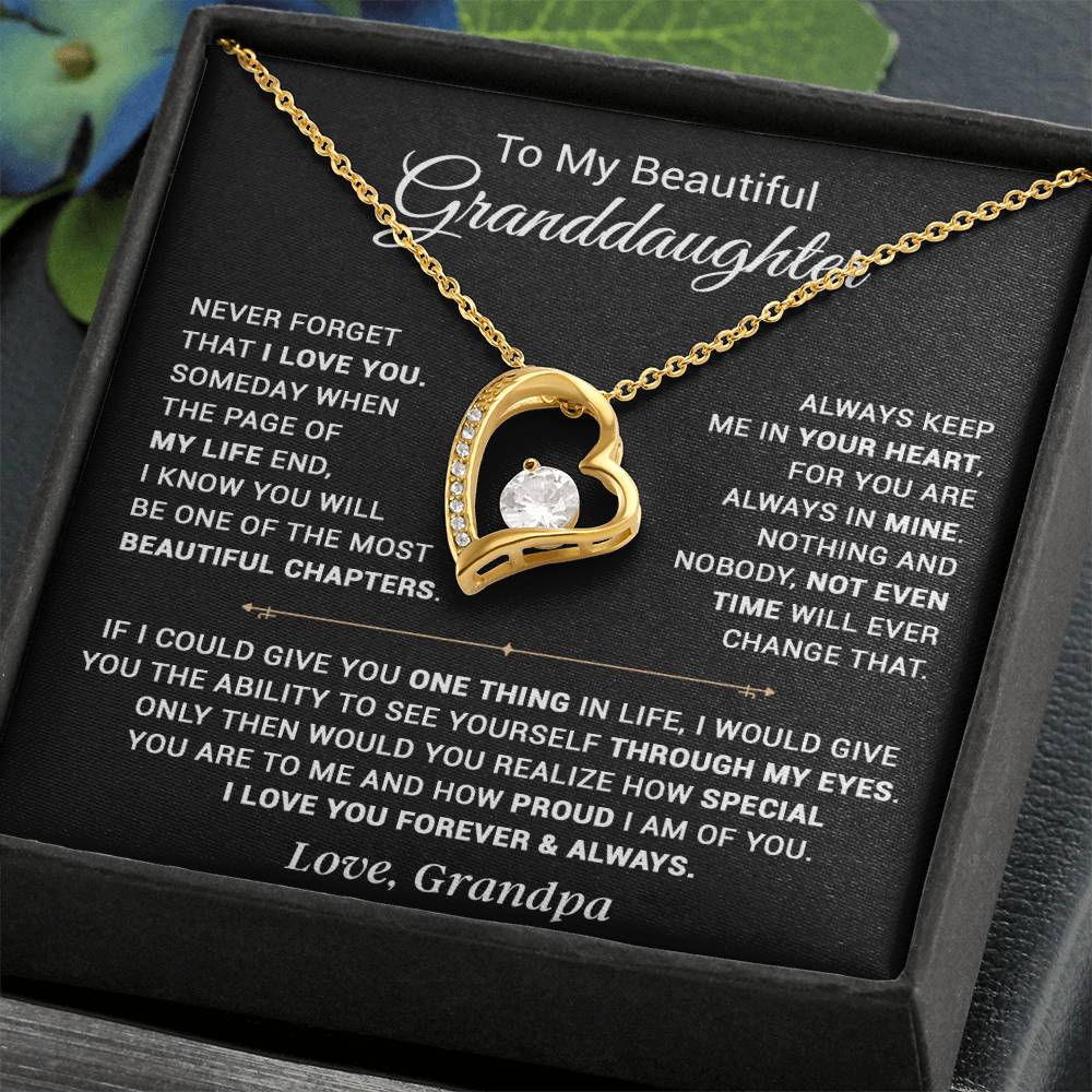 To My Granddaughter Necklace, Xmas Birthday Gift For Granddaughter From Grandpa 13_9_Black