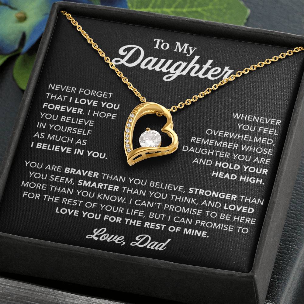 To My Daughter Necklace, Gift for Daughter from Dad, Father Daughter Necklace 26_10_Black