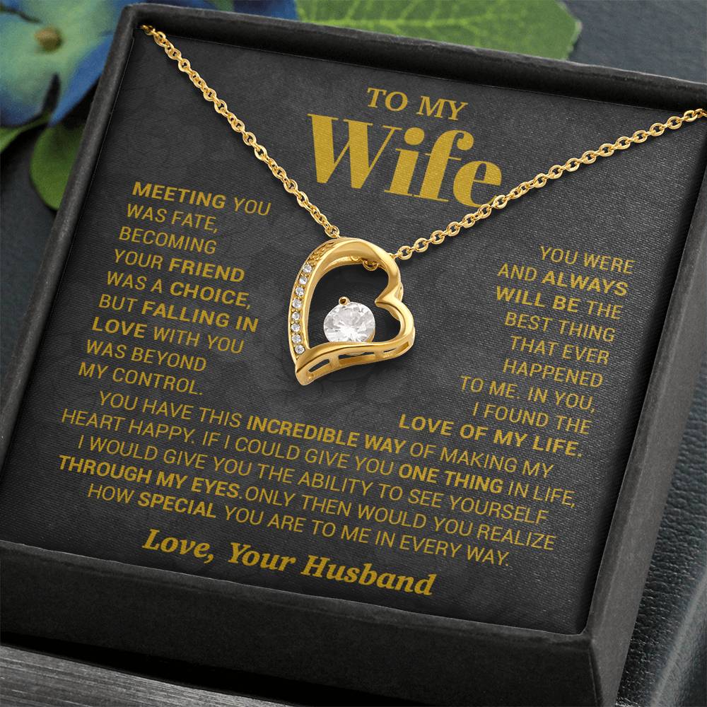 To My Wife Necklace, Meeting You Was Fate Love, Your Husband, Best Necklace For Wife_Gold
