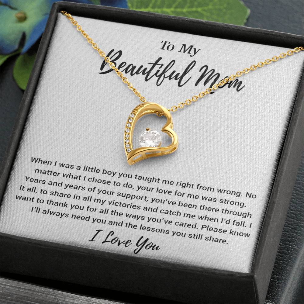 To My Beautiful Mom Necklace Mom Birthday Gift Mother's Day Gift Necklace For Mom From Son