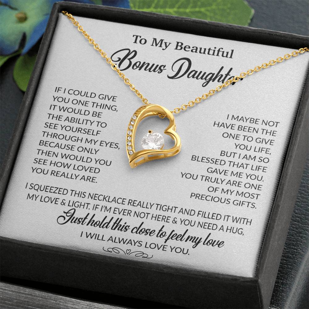 To My Bonus Daughter Necklace, Gift for Bonus Daughter, Step Daughter Birthday 1_10_White