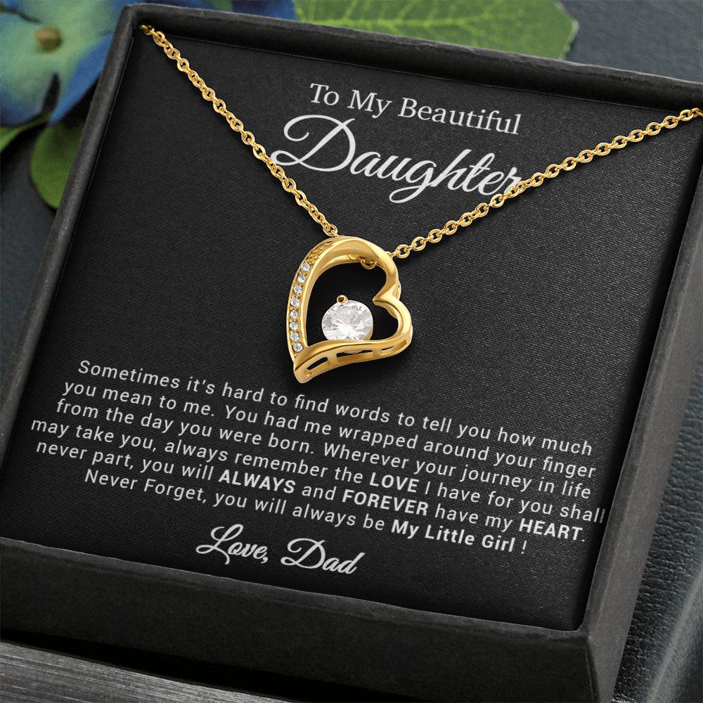 To My Daughter Necklace, Gift for Daughter from Dad, Father Daughter Necklace 21_4_Black
