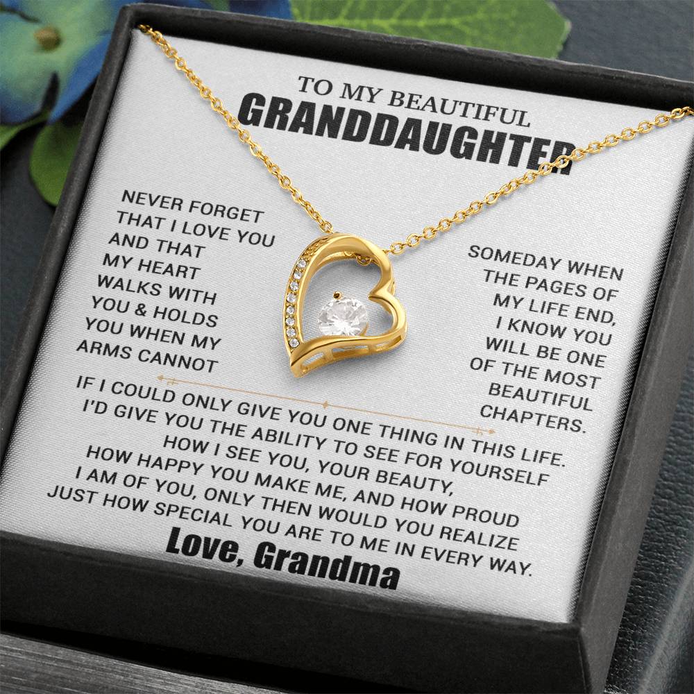 To My Granddaughter Necklace, Granddaughter Gift from Grandma, Christmas Gift 19_8_White
