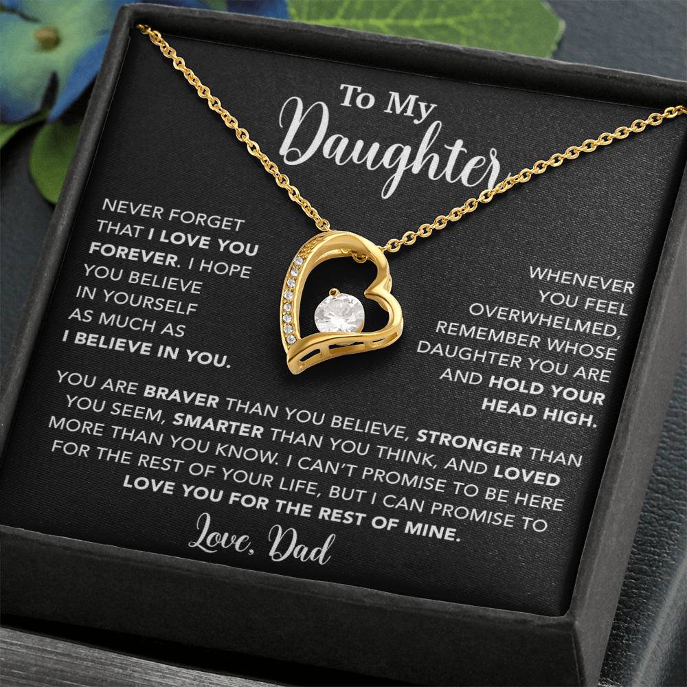 To My Daughter Necklace, Gift for Daughter from Dad, Father Daughter Necklace  9_4_Black