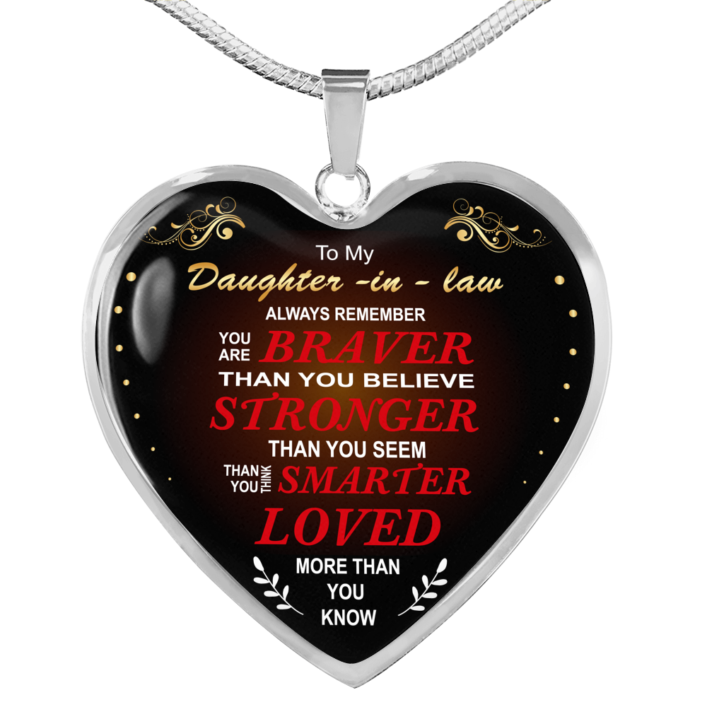 to My Daughter-in-Law Necklace-from Father - Dad Loves You Love Quotes - Silver Heart Pendant