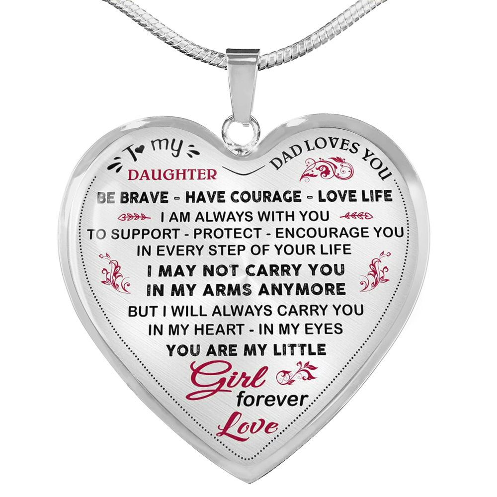 To My Daughter Heart Necklace From Daddy Father Best Gift For Daughter