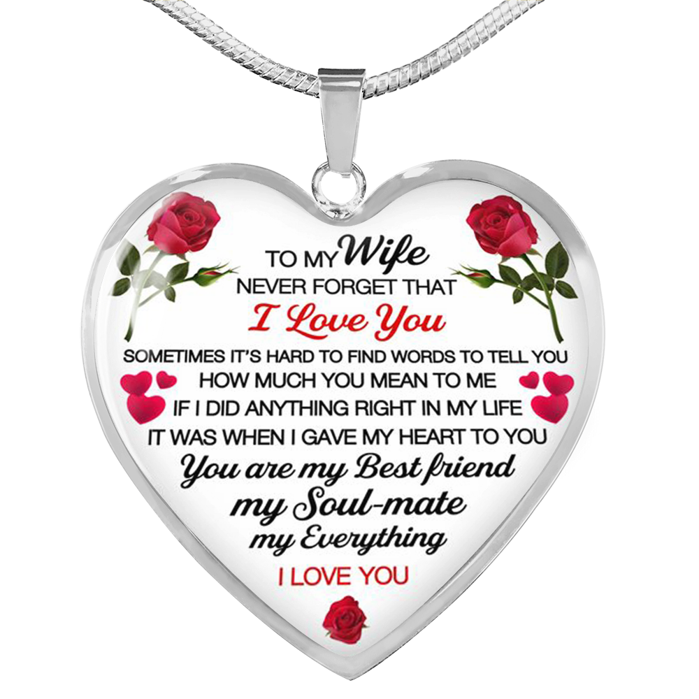 To My Wife Heart Necklace Pendant - Wife And Husband I Love You Gifts For Wife