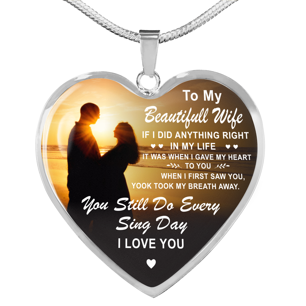 To My Wife Heart Necklace From Husband Luxury Necklace For Wife