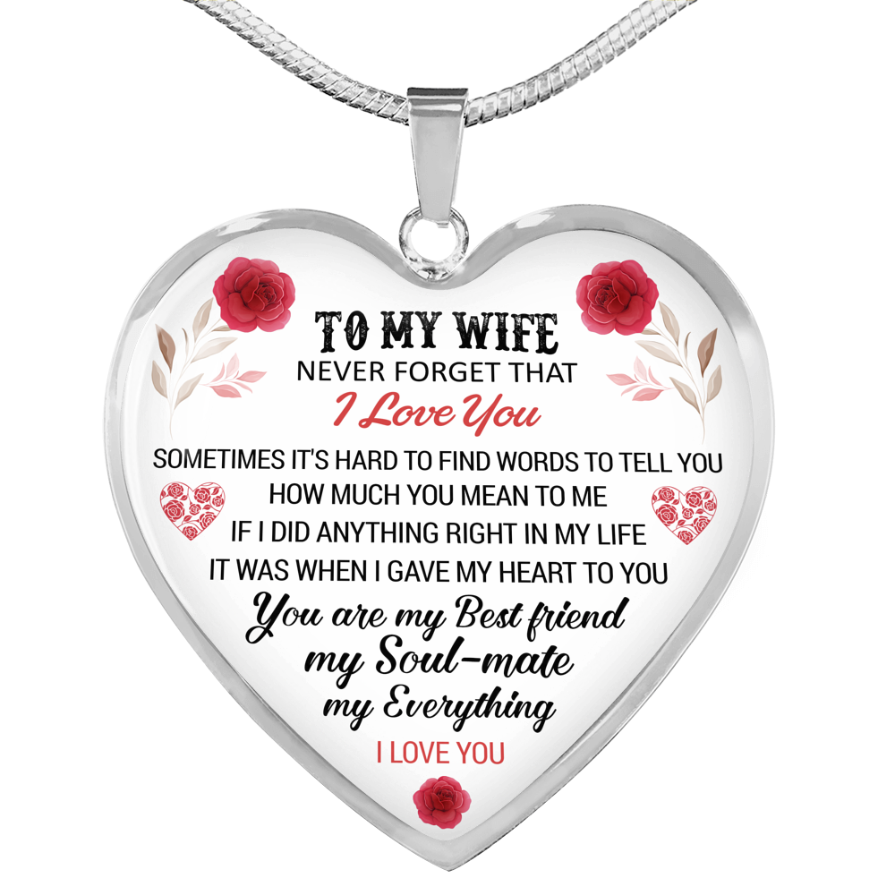 To My Wife Heart Necklace Pendant - Wife And Husband I Love You Gifts For Wife