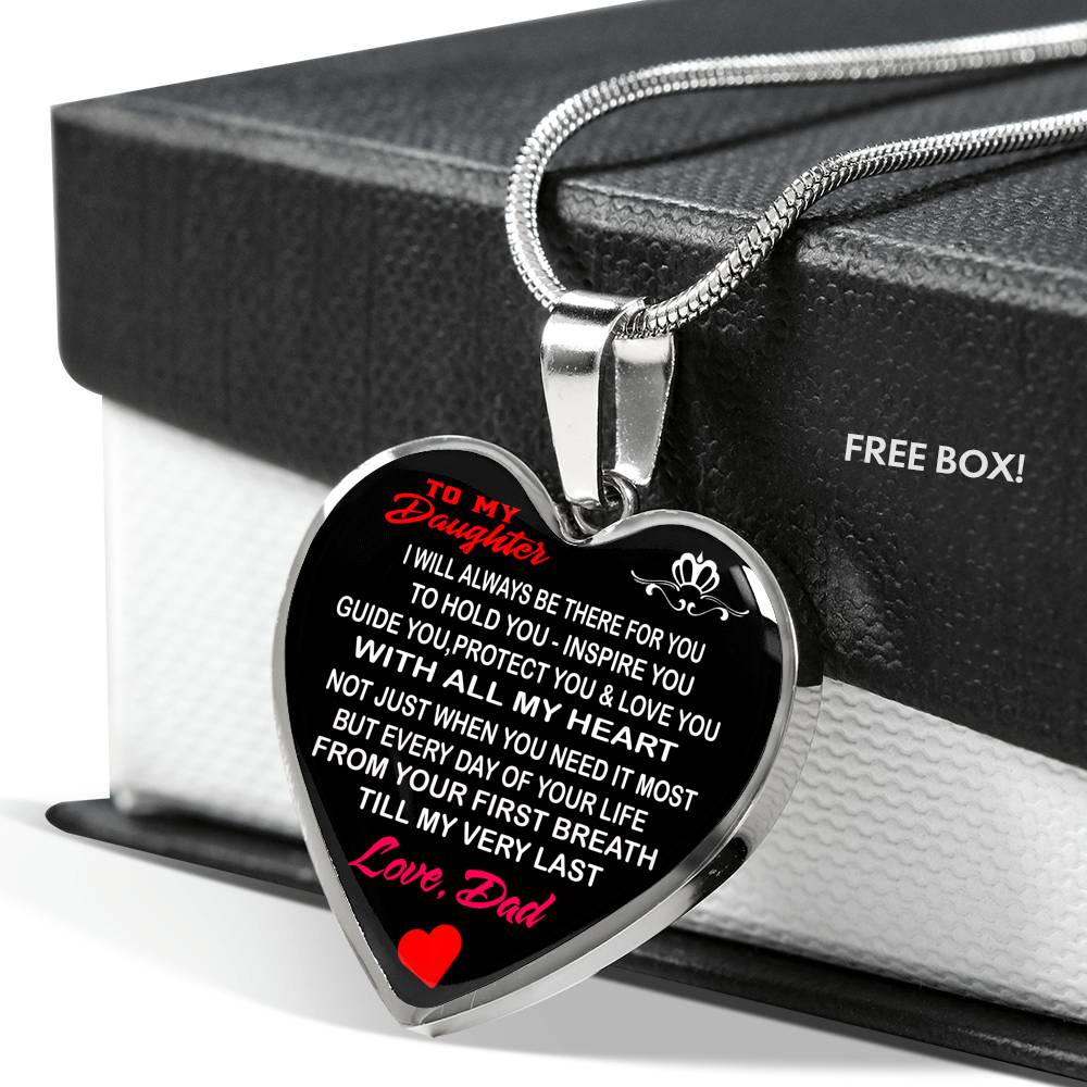 To My Daughter Love Dad - Father and Daughter Necklace Heart Gift from Father