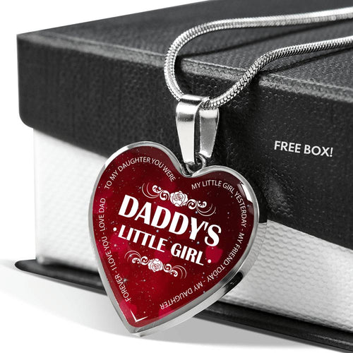 To My Daughter Heart Pendant Necklace - Daddy's Little Girl - Gift for Teen Girl