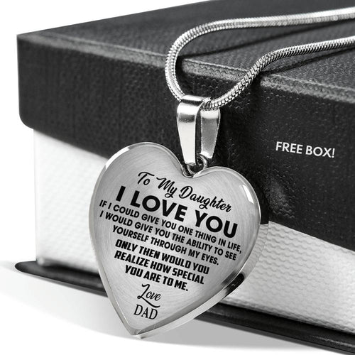 Father & Daughter Necklace - I Love You Daughter Heart Necklace