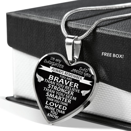 Love Daughter Luxury Heart Pendant Necklace - from Dad - Always Remember Quotes