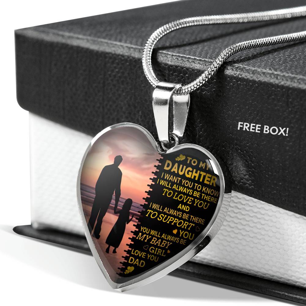 Vuvuzi Tee to My Daughter Necklace Heart from Dad - Gold Pendant Necklace